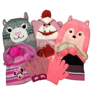 Girl’s Winter Gear Hats Beanie Gloves Cat Sock Monkey Fox Minnie Mouse JoJo Siwa
